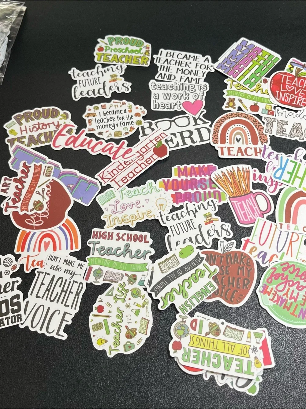 Teacher-Themed Sticker Packs - Colorful Rainbow & Multicolor Designs - 100 total